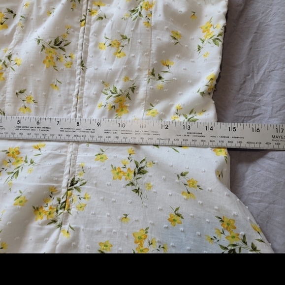 RUBY ROX Juniors SZ 11 white swiss dot w/ yellow floral print fit flare dress. A - Picture 6 of 12